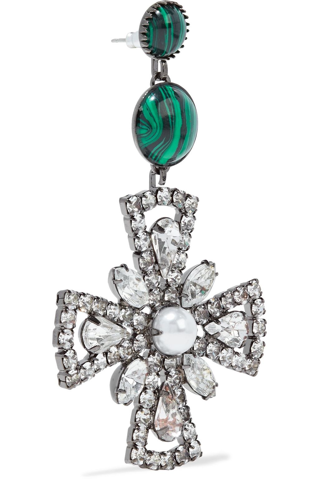 ELIZABETH COLE Poppy hematite-plated, Swarovski crystal and stone earrings