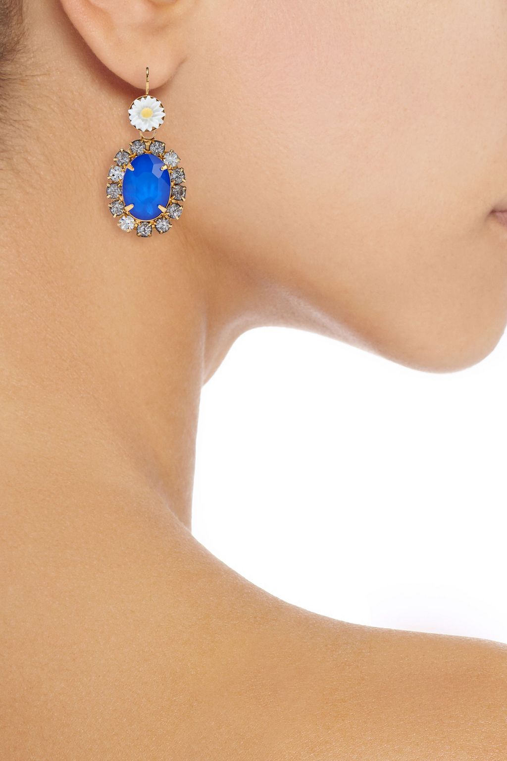 ELIZABETH COLE 24-karat gold-plated resin and crystal earrings