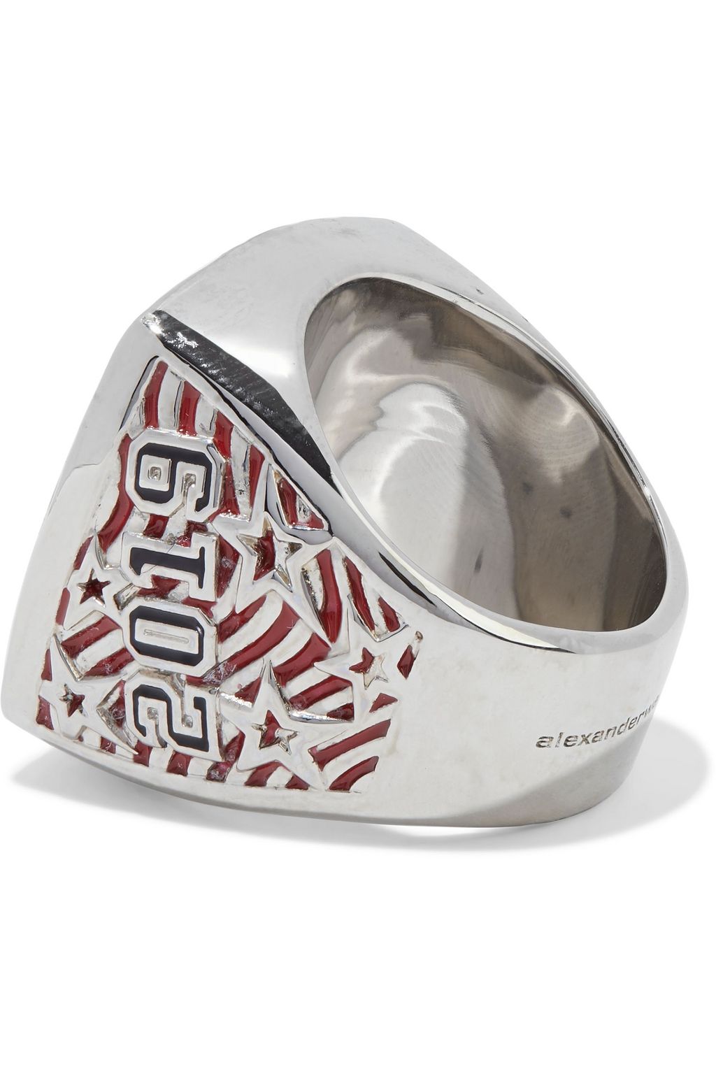 ALEXANDER WANG Champion 3 rhodium-plated enamel ring