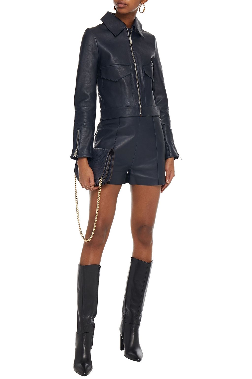 VICTORIA, VICTORIA BECKHAM Pebbled-leather shorts