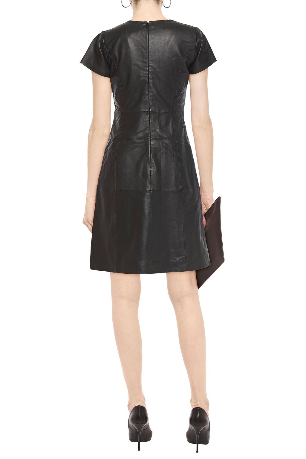 MUUBAA Flared zip-detailed leather dress