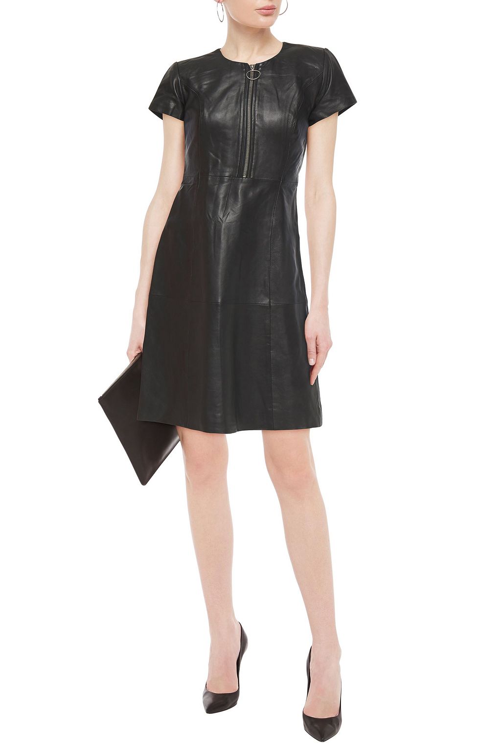 MUUBAA Flared zip-detailed leather dress