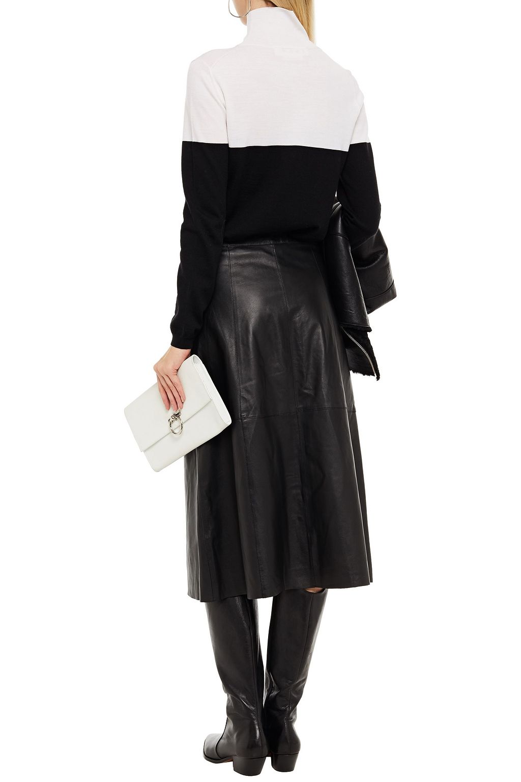 MUUBAA Popper textured-leather midi skirt
