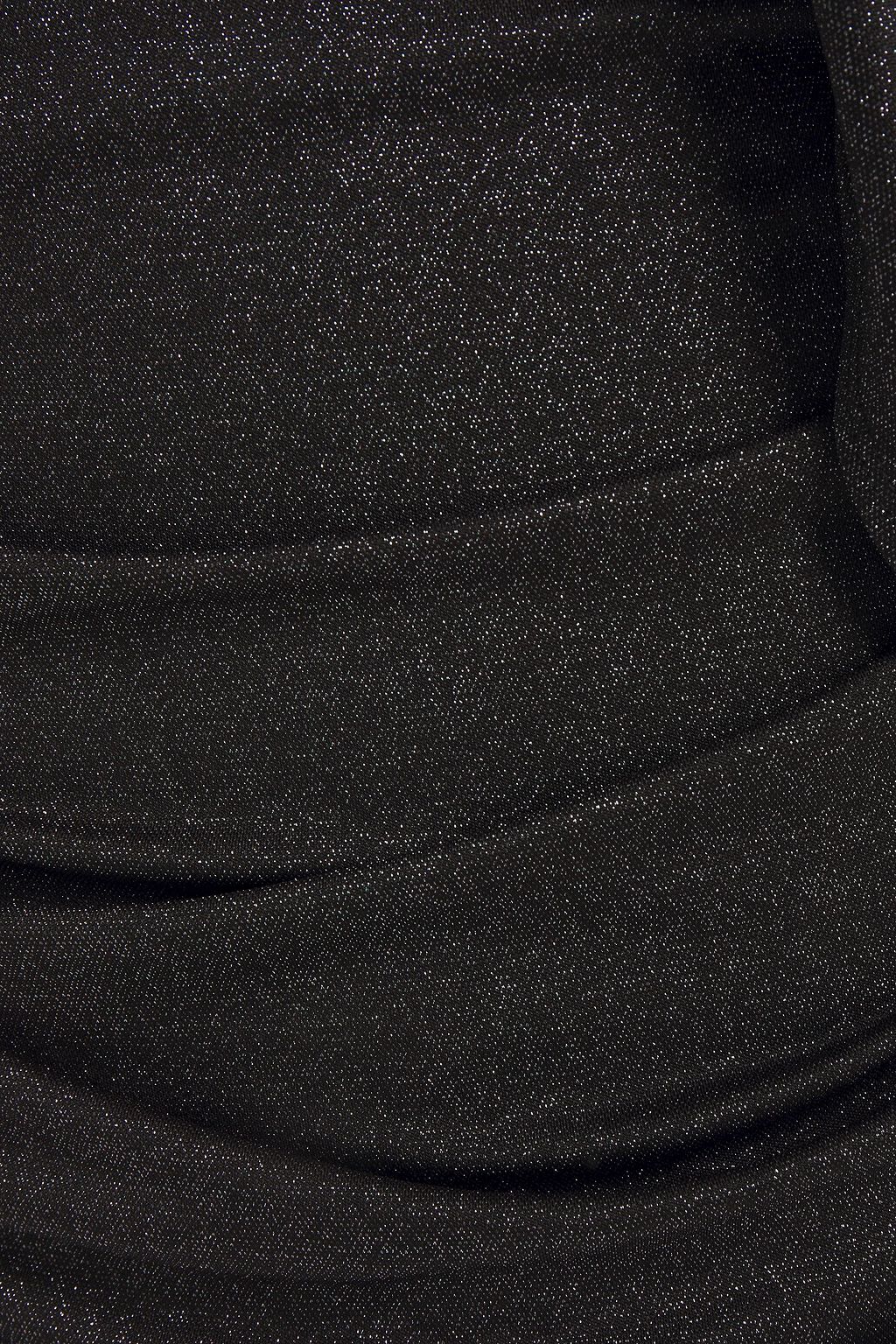 HALSTON Cape-effect ruched metallic jersey mini dress