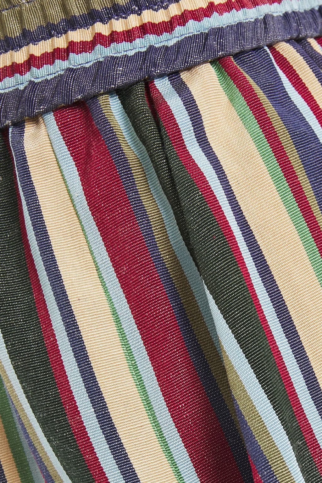 OSCAR DE LA RENTA Striped silk and cotton-blend straight-leg pants