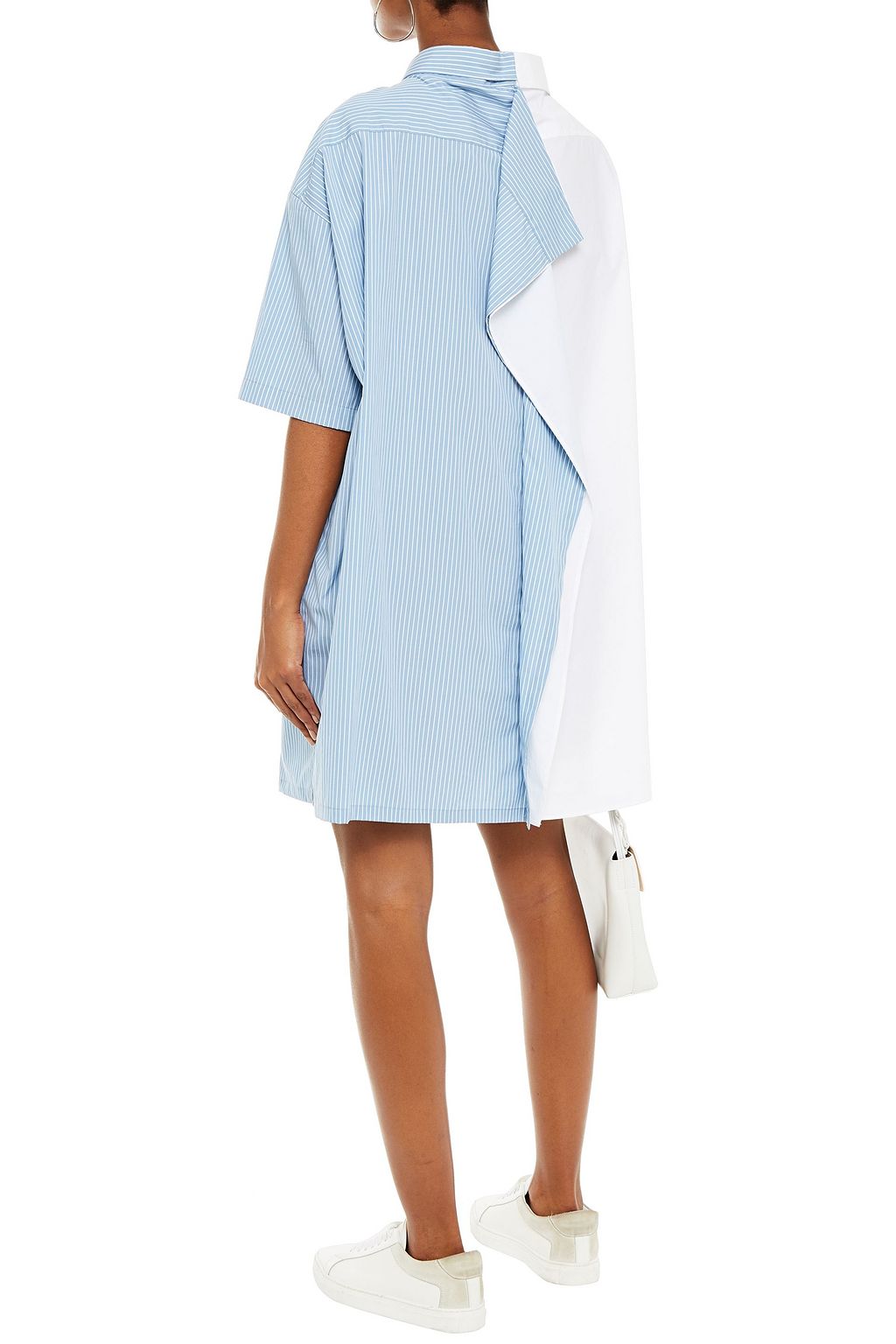 MM6 MAISON MARGIELA Draped two-tone cotton-poplin mini shirt MM6 MAISON MARGIELA Draped two-tone cotton-poplin mini shirt
