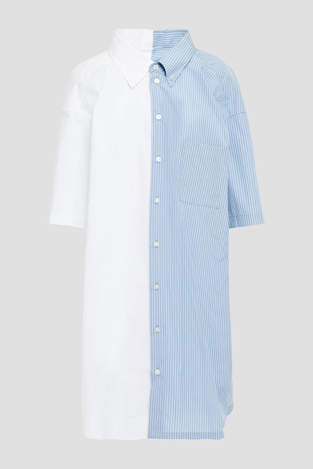MM6 MAISON MARGIELA Draped two-tone cotton-poplin mini shirt dress 