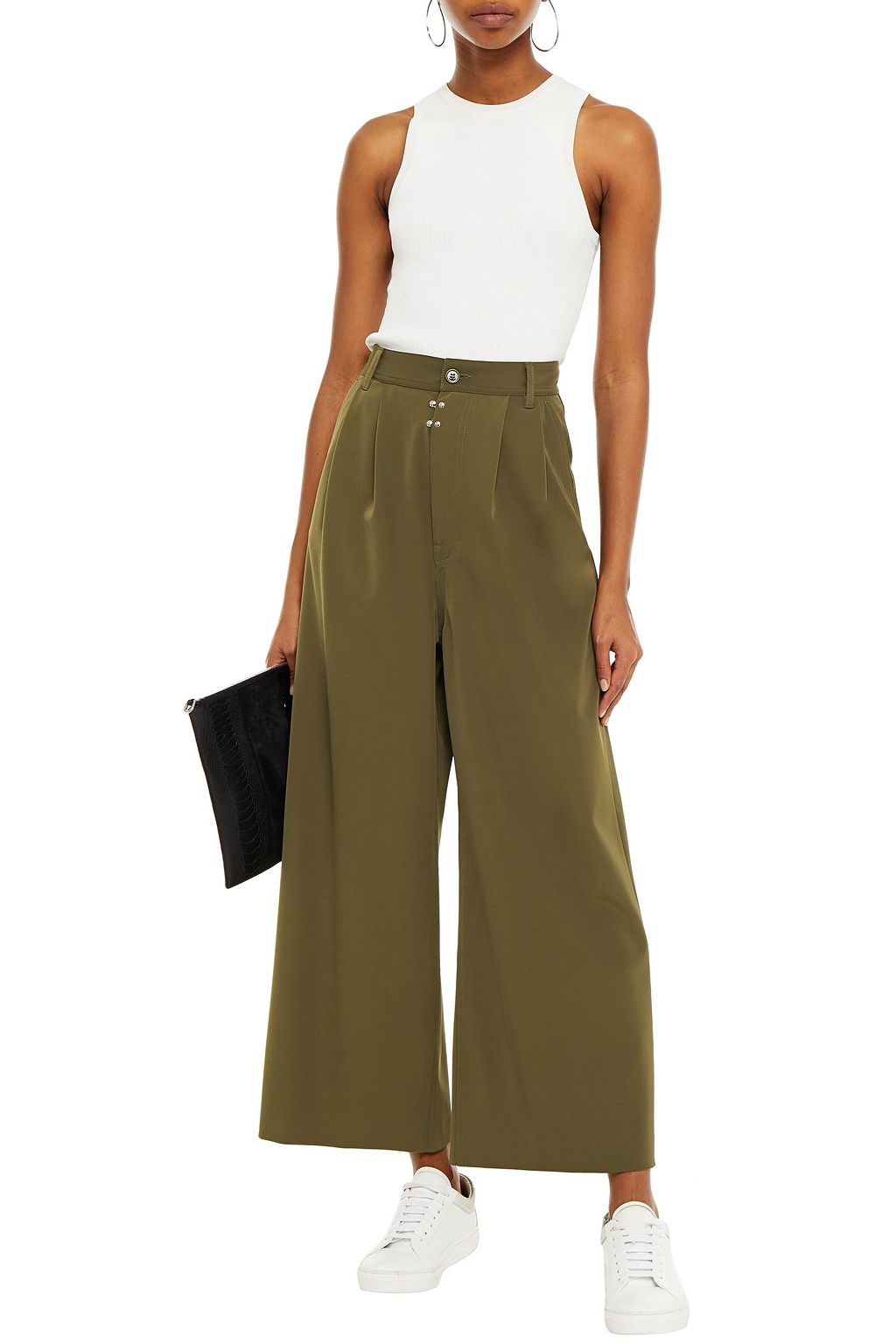 MM6 MAISON MARGIELA Cropped stretch-twill wide-leg pants]