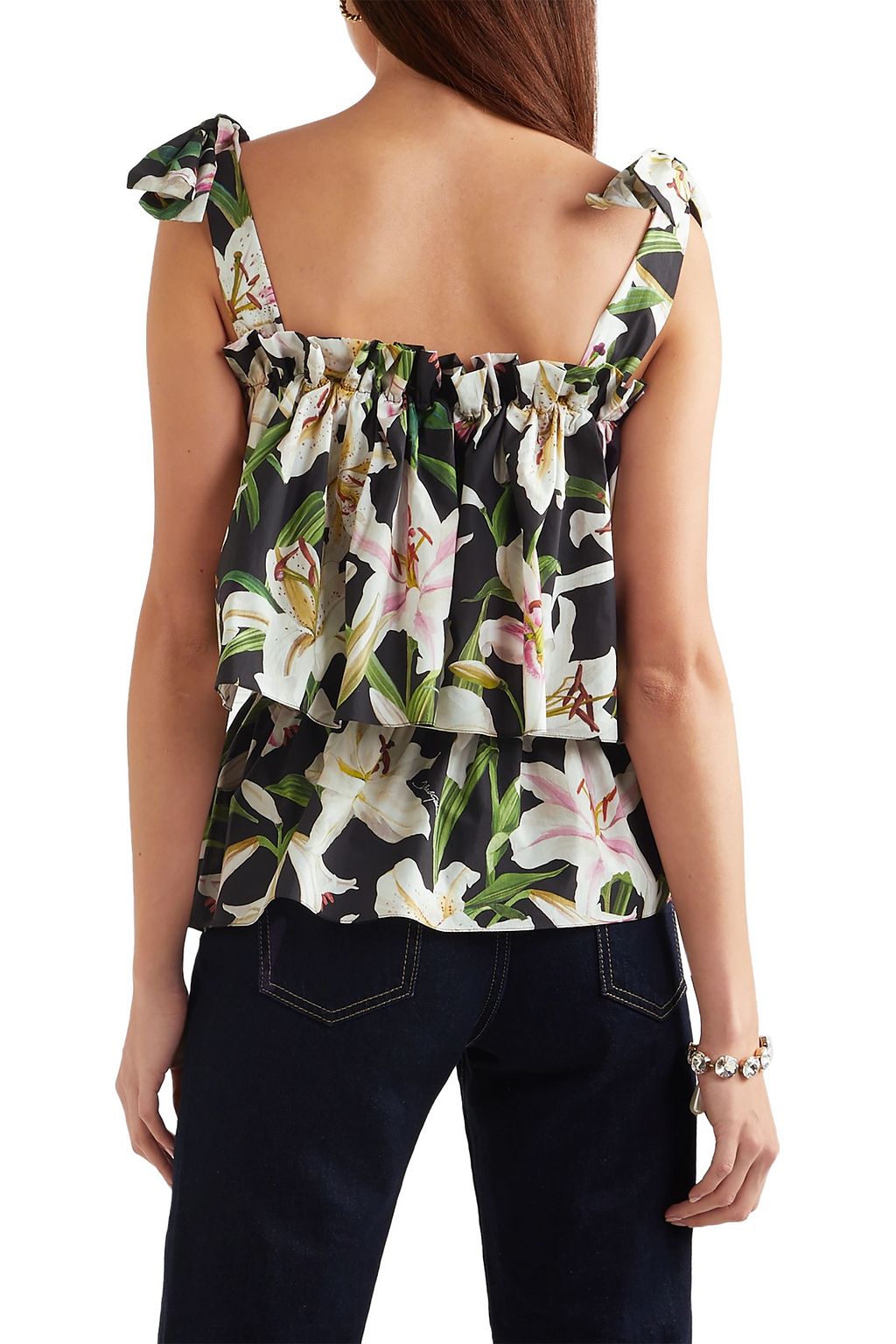 DOLCE&GABBANA Floral-print cotton-poplin top