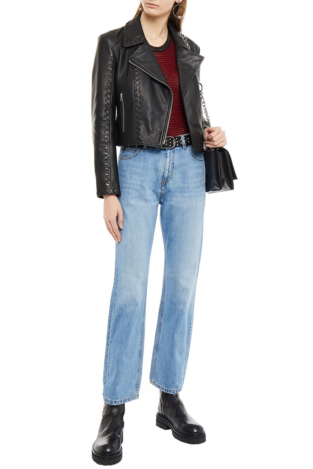 MCQ ALEXANDER MCQUEEN Whipstitched leather biker jacket