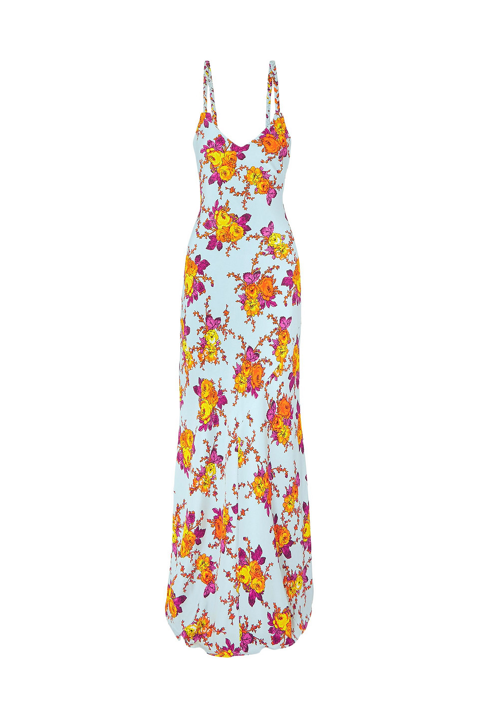 Rebecca De Ravenel Floral-print Silk-twill Maxi Dress In Blue | ModeSens image.