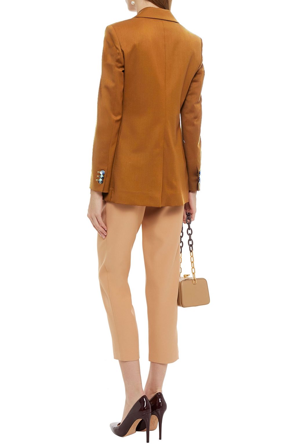OSCAR DE LA RENTA Double-breasted stretch wool-twill blazer