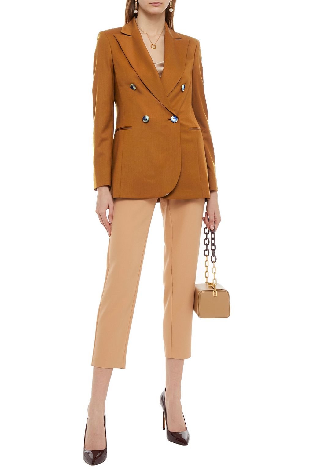 OSCAR DE LA RENTA Double-breasted stretch wool-twill blazer