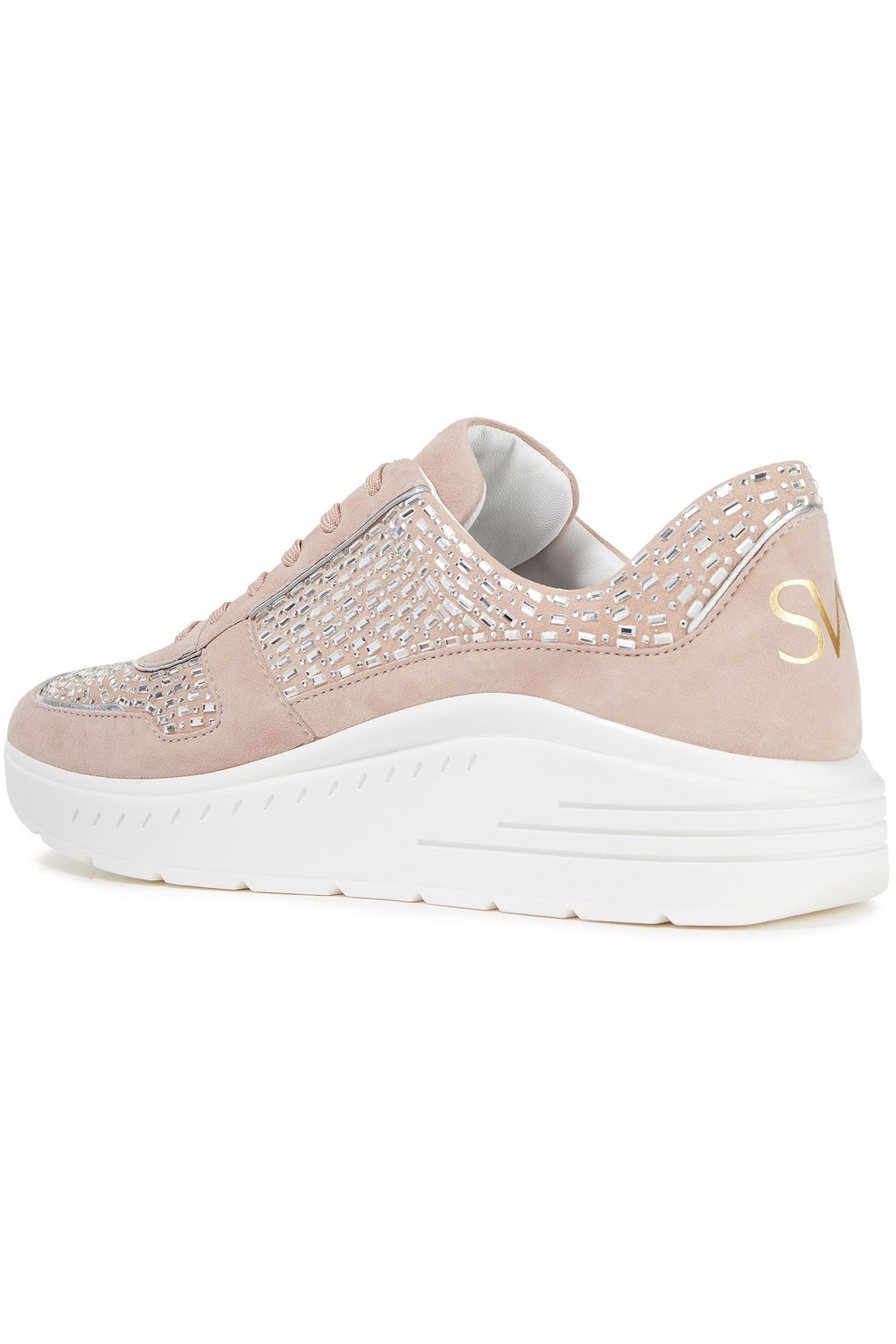 STUART WEITZMAN Christa crystal-embellished suede sneakers