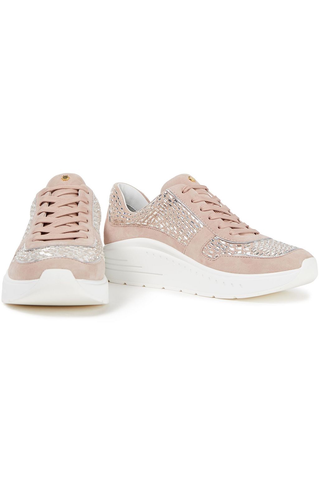 STUART WEITZMAN Christa crystal-embellished suede sneakers