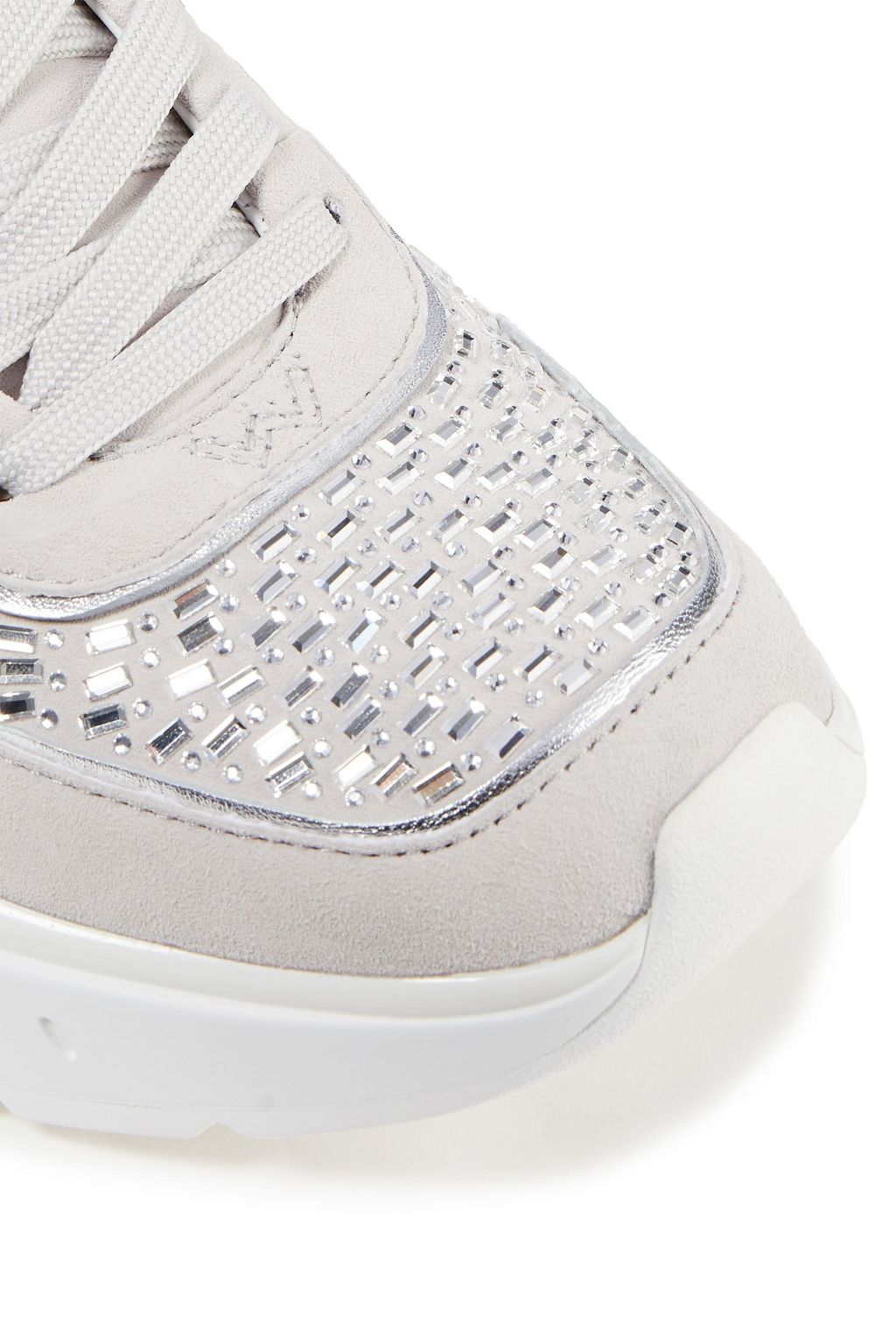 STUART WEITZMAN Christa crystal-embellished suede sneakers