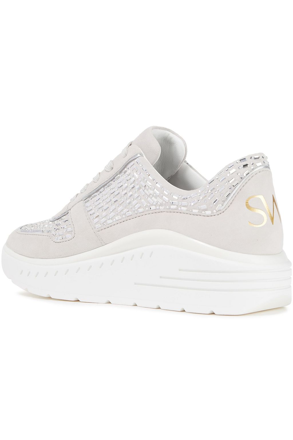 STUART WEITZMAN Christa crystal-embellished suede sneakers