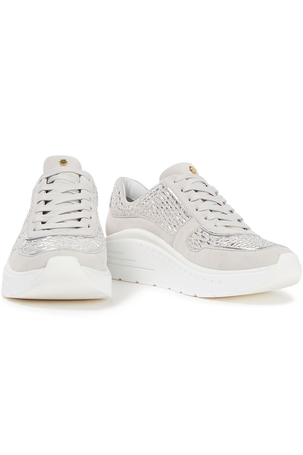 STUART WEITZMAN Christa crystal-embellished suede sneakers