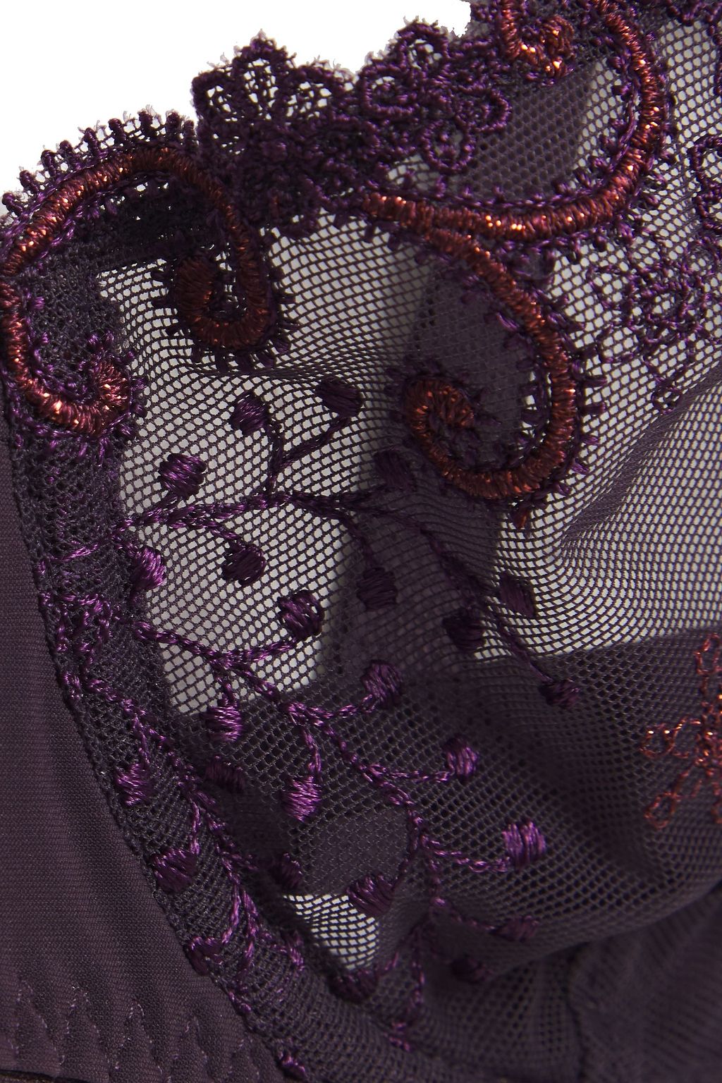 SIMONE PÉRÈLE Metallic embroidered mesh and jersey underwired bra