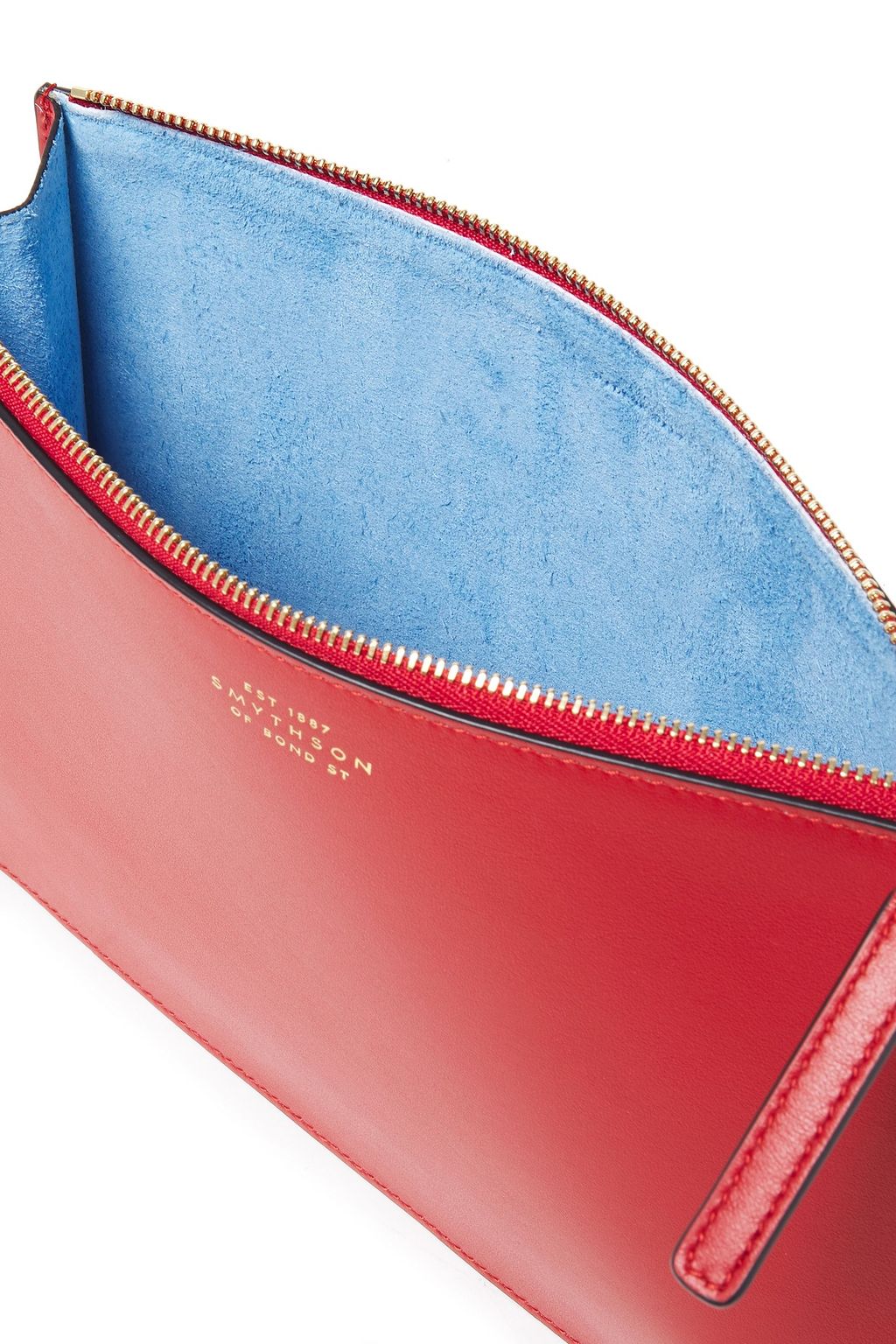 SMYTHSON Pochette aus strukturiertem Leder mit Logo-Applikationen