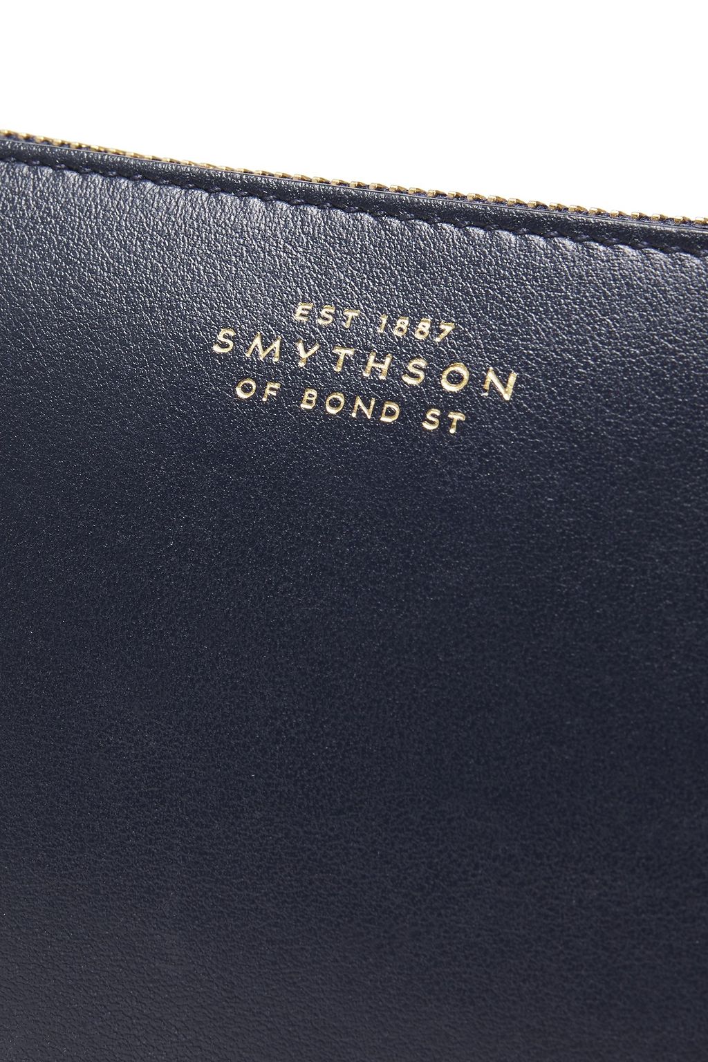 SMYTHSON Logo-appliquéd pebbled-leather pouch