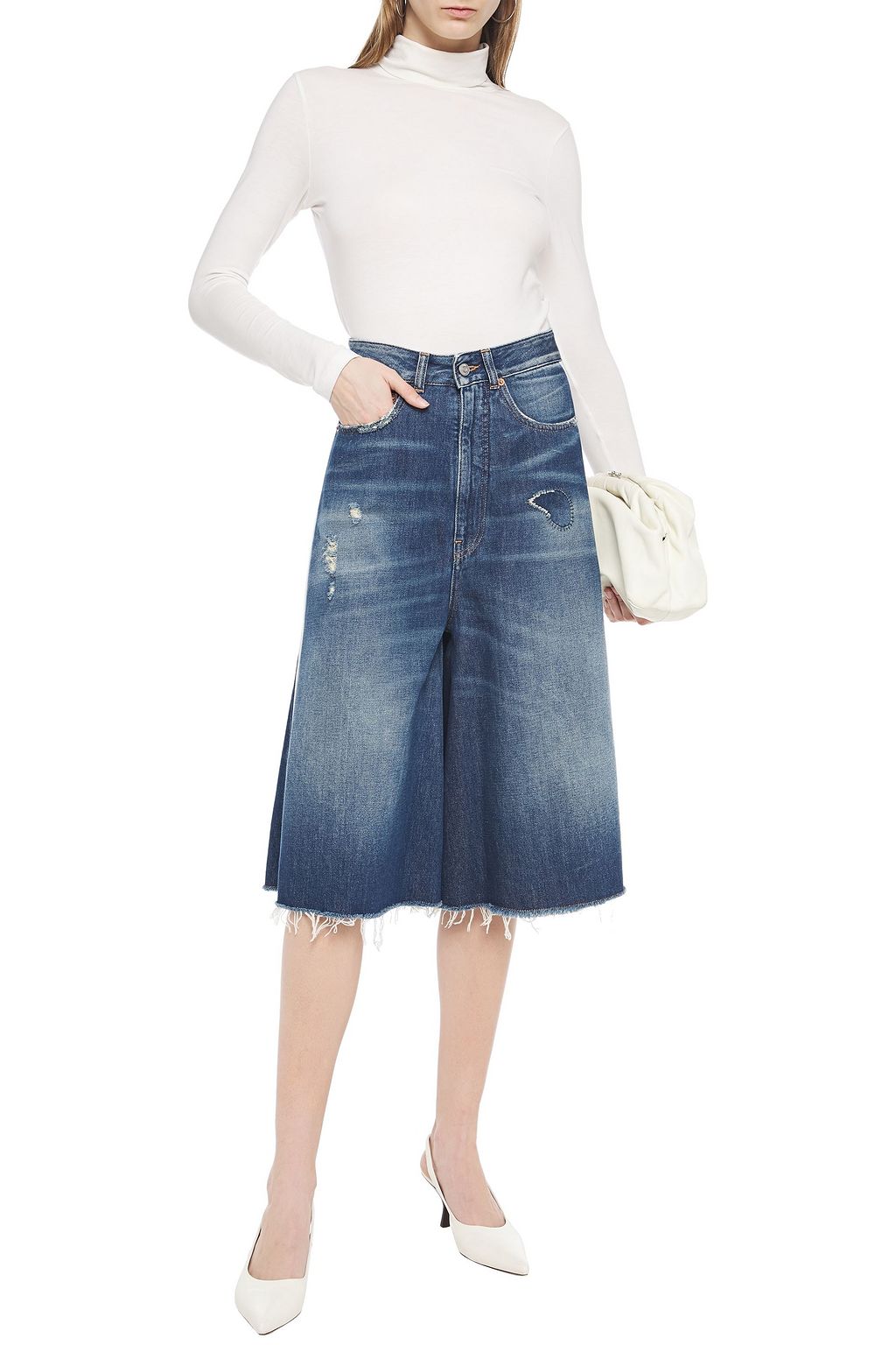 MM6 MAISON MARGIELA Distressed denim culottes