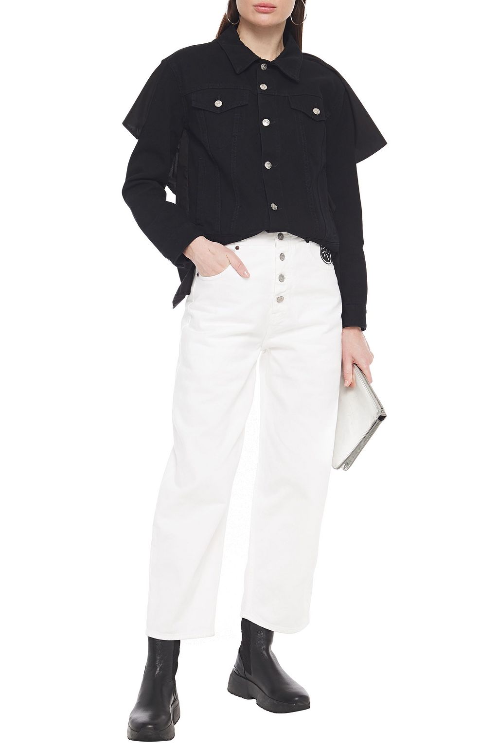 MM6 MAISON MARGIELA Cropped appliquéd boyfriend jeans