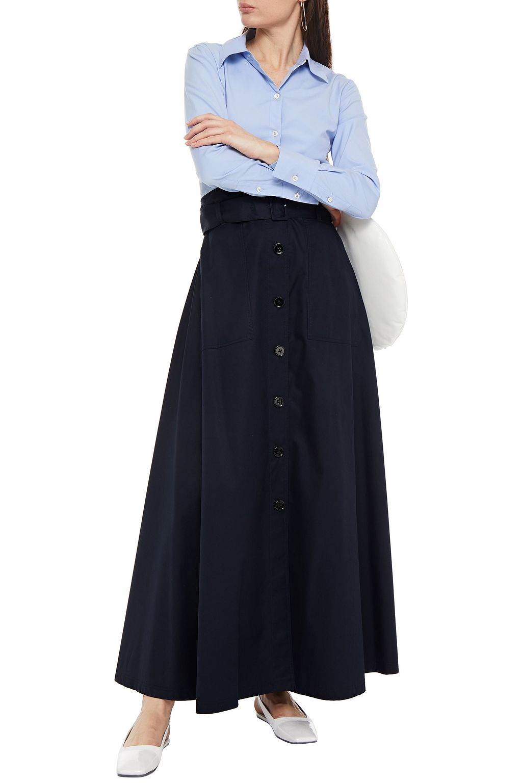 MM6 MAISON MARGIELA Maxirock aus Baumwoll-Twill mit Gürtel