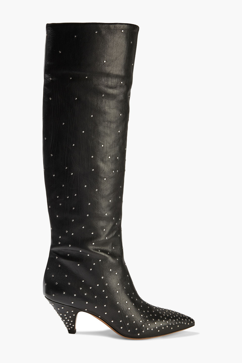 Valentino Garavani Woman Studded Textured-leather Knee Boots Black Size 35.5