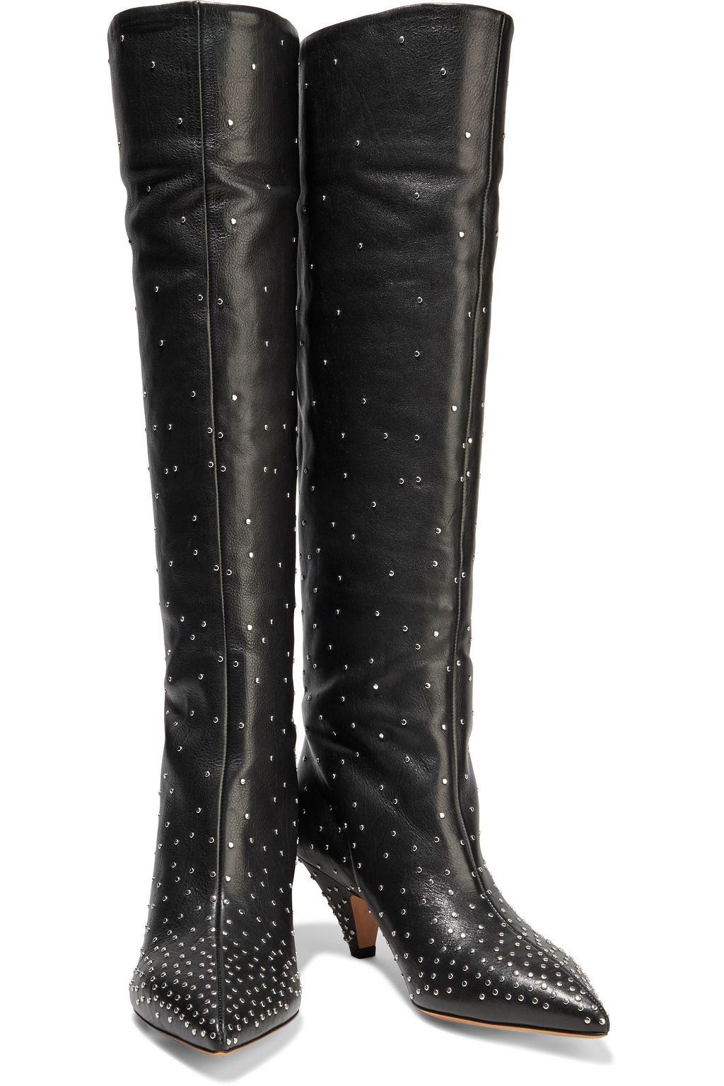 Black Studded textured-leather knee boots | Sale up to 70% off | THE ...