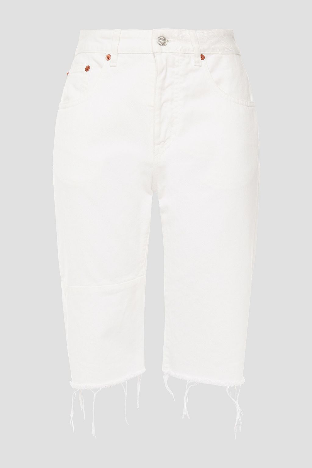 white frayed jean shorts