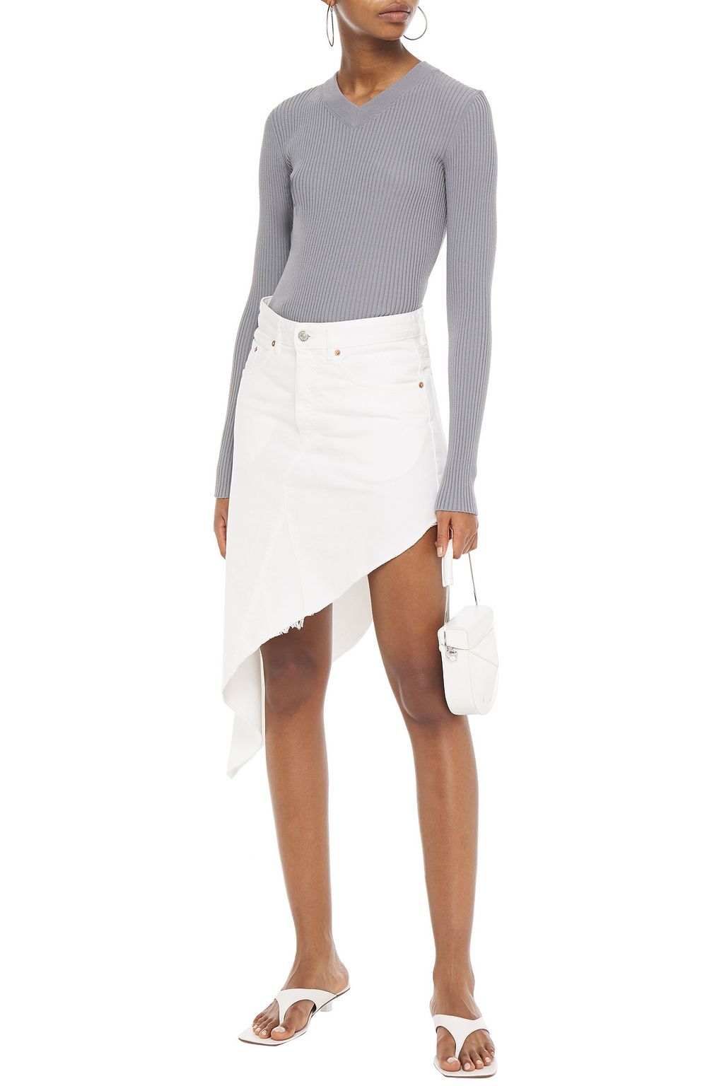MM6 MAISON MARGIELA Cutout striped ribbed-knit sweater