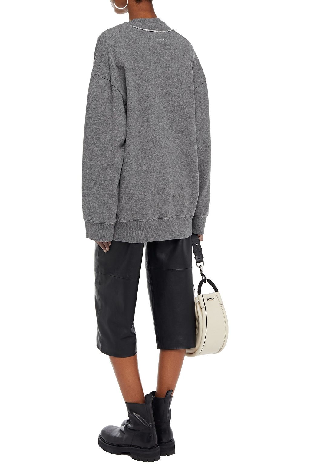 MM6 MAISON MARGIELA Cold-shoulder printed French cotton-terry sweatshirt