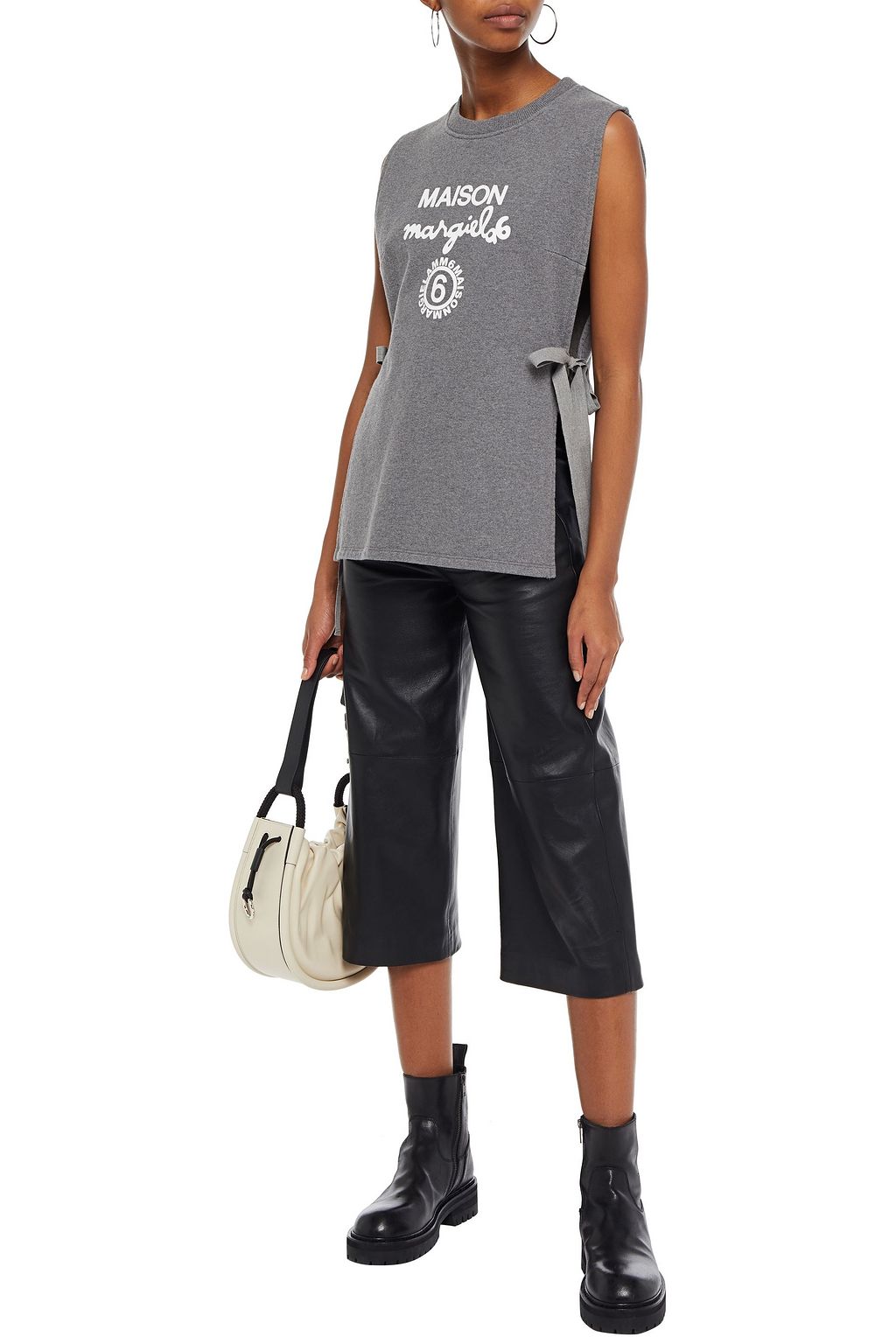 MM6 MAISON MARGIELA Cold-shoulder printed French cotton-terry sweatshirt