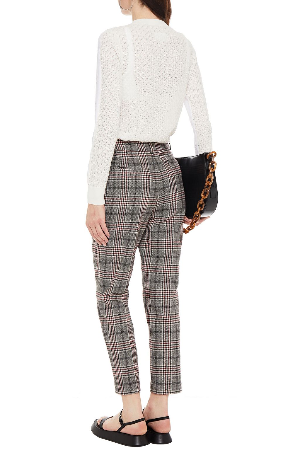 MM6 MAISON MARGIELA Two-tone pointelle-knit cotton-blend sweater