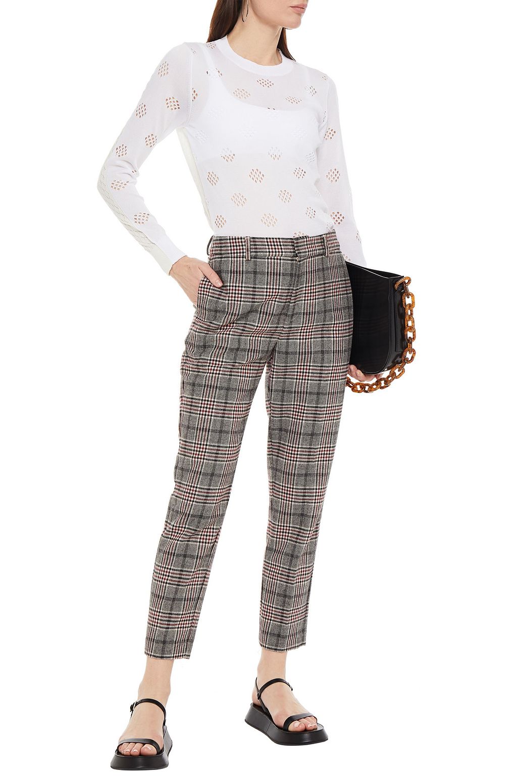 MM6 MAISON MARGIELA Two-tone pointelle-knit cotton-blend sweater