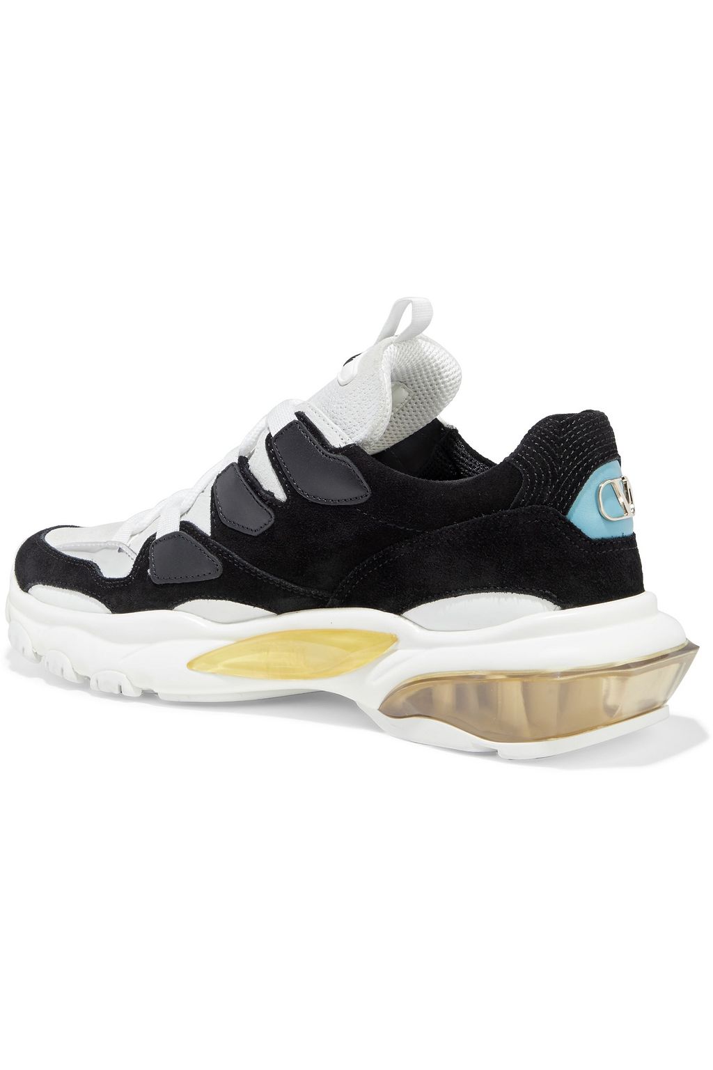 VALENTINO GARAVANI Leather-trimmed suede exaggerated-sole sneakers
