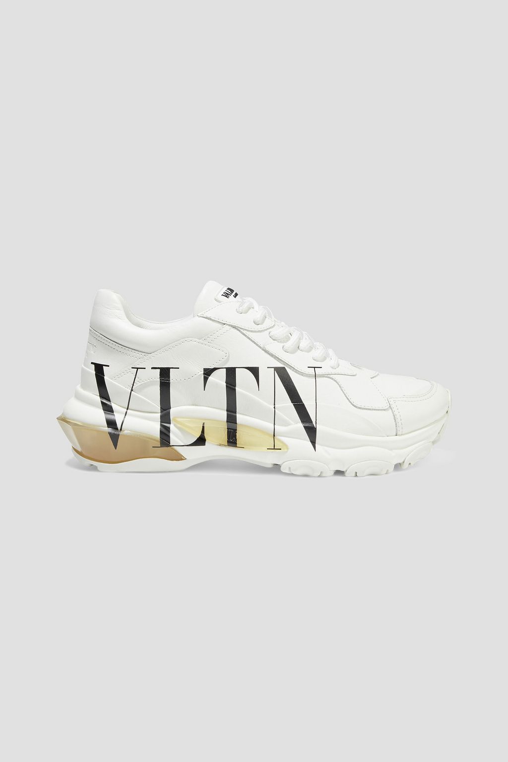 White VLTN Open printed leather exaggerated-sole sneakers | VALENTINO  GARAVANI | THE OUTNET