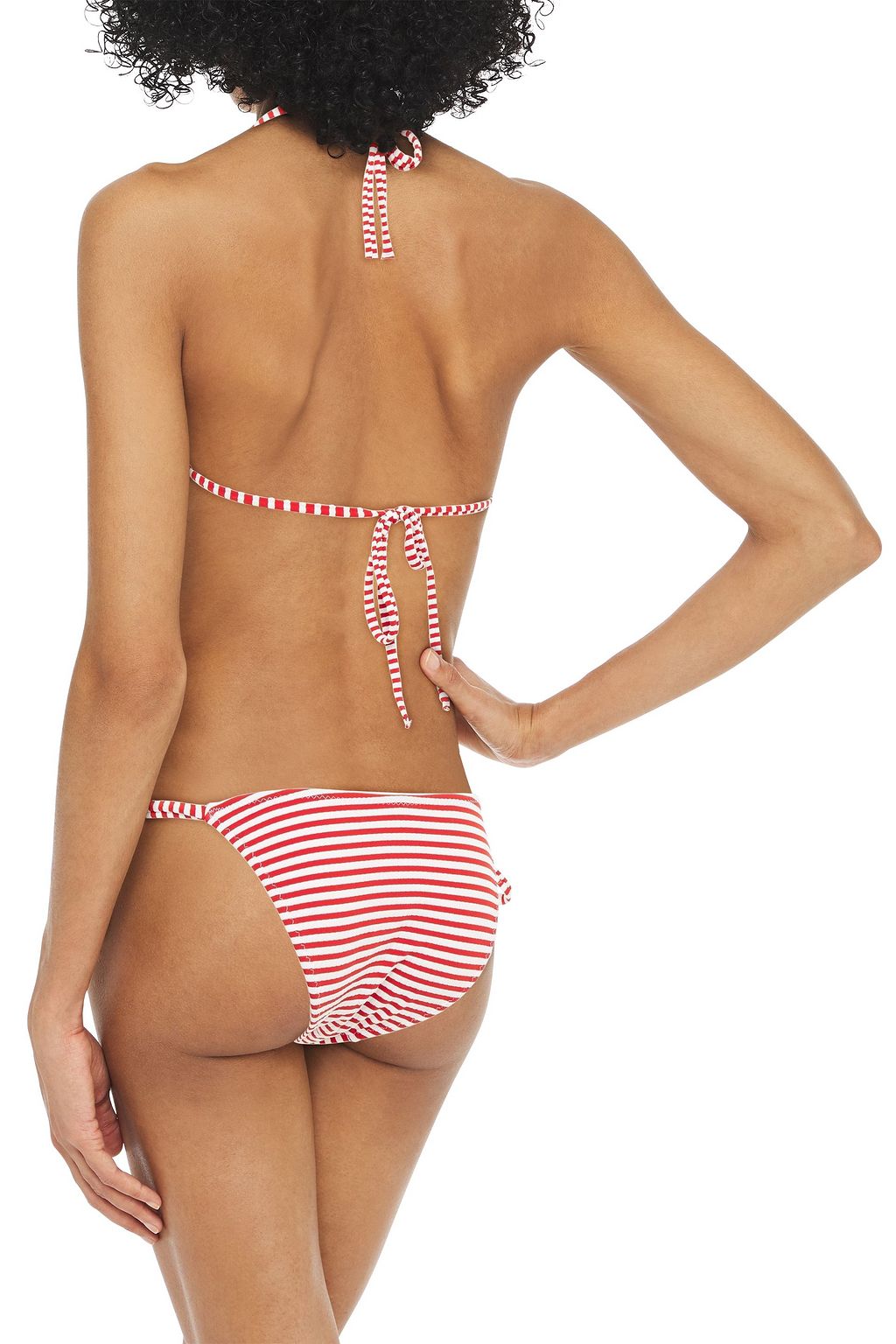 MELISSA ODABASH Cancun embellished striped mid-rise bikini briefs
