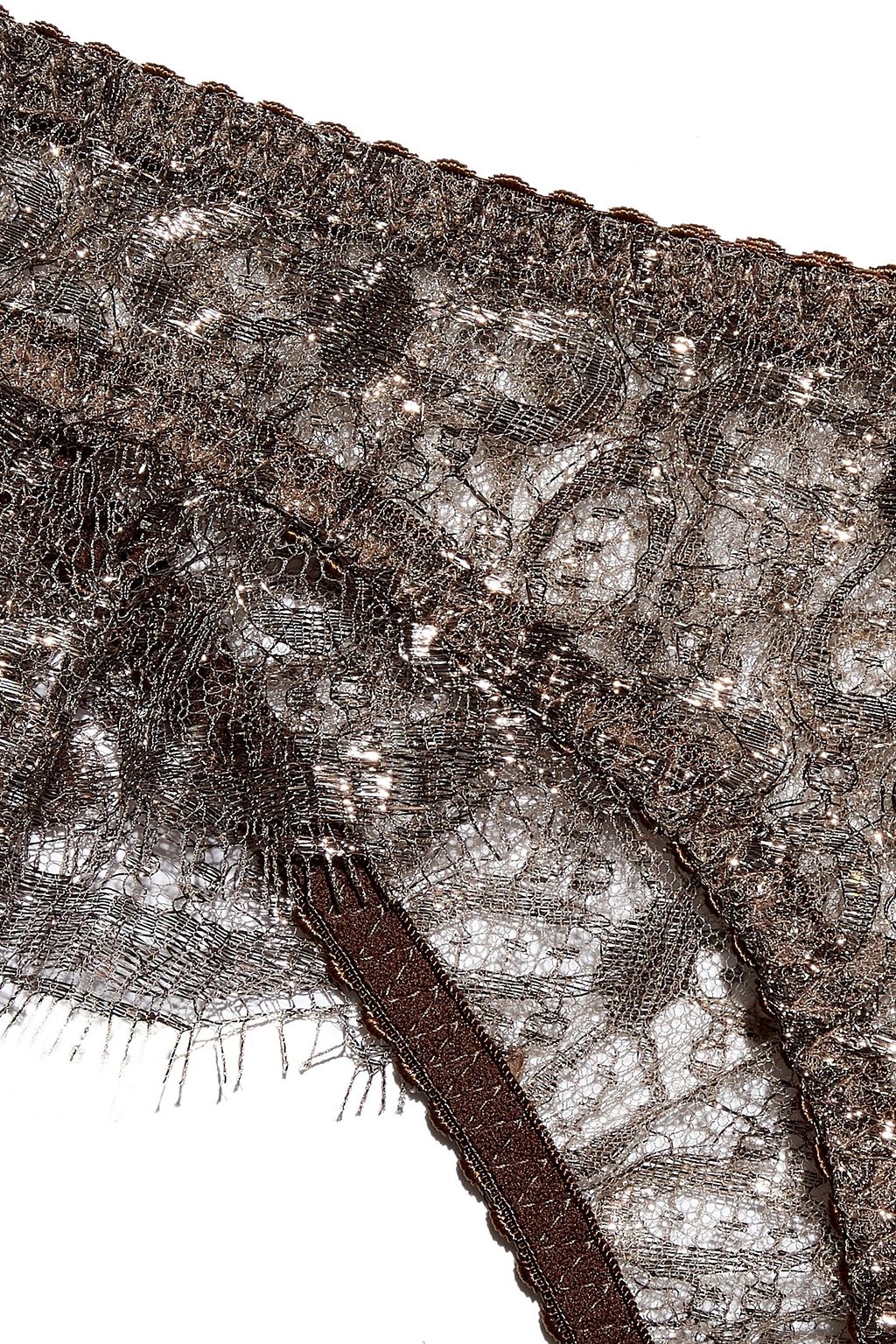 MYLA Rosemoor Street ruffled metallic Leavers lace low-rise briefs