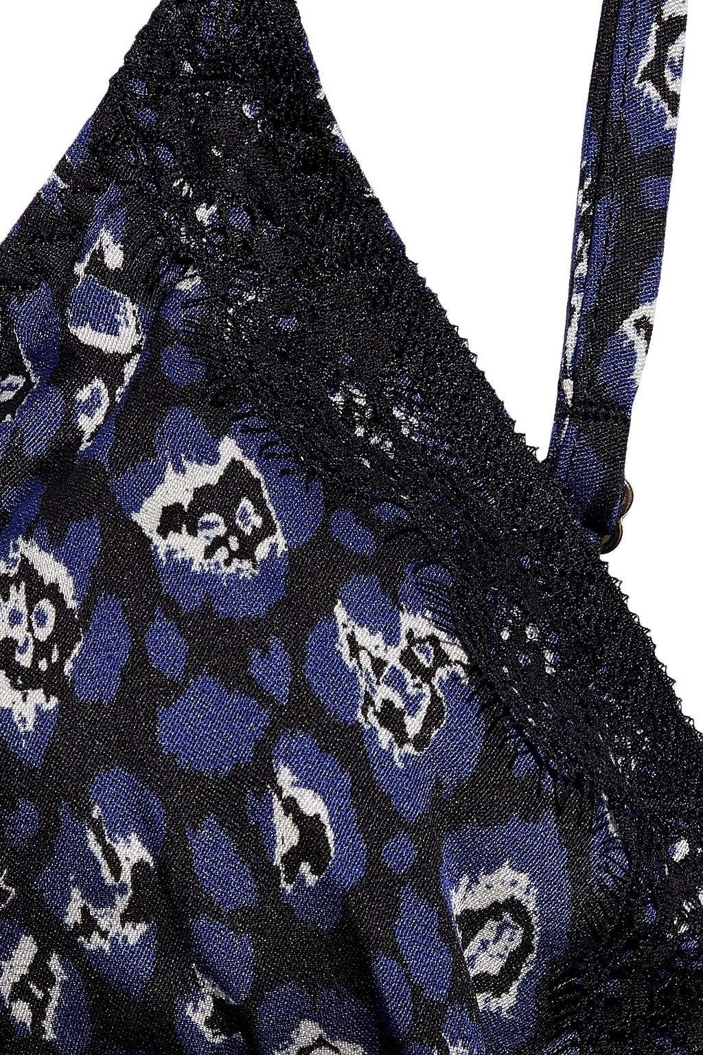 STELLA MCCARTNEY Tana Snooping lace-trimmed printed silk-blend soft-cup triangle bra