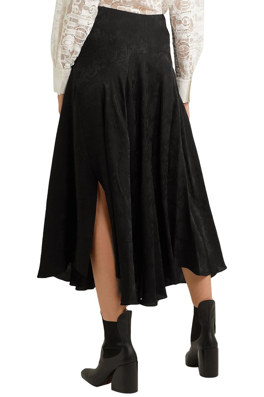 CHLOÉ Asymmetric plissé-jacquard midi skirt