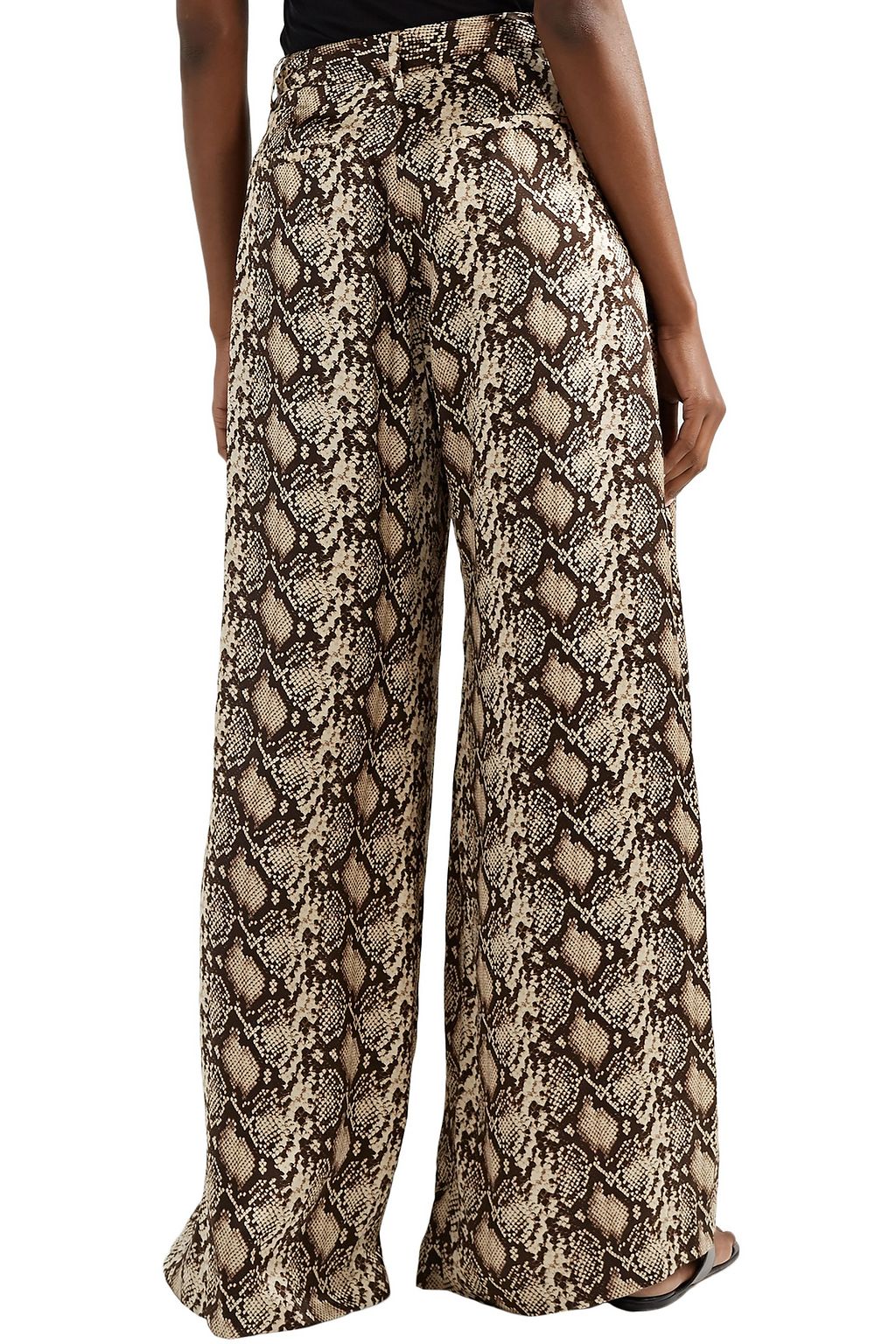 NILI LOTAN Adalene pleated snake-print silk-charmeuse wide-leg pants