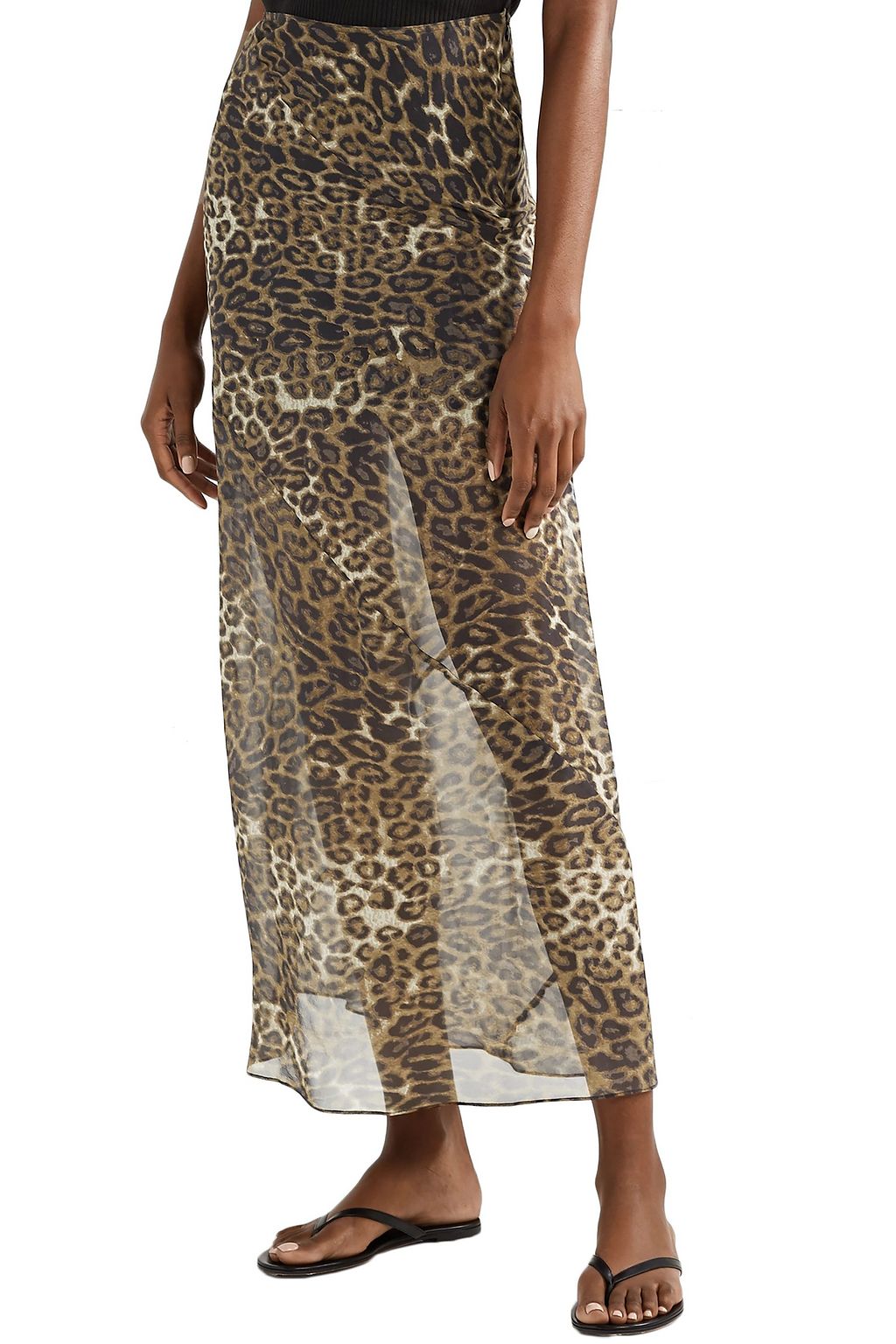 NILI LOTAN Ella leopard-print silk-chiffon maxi skirt