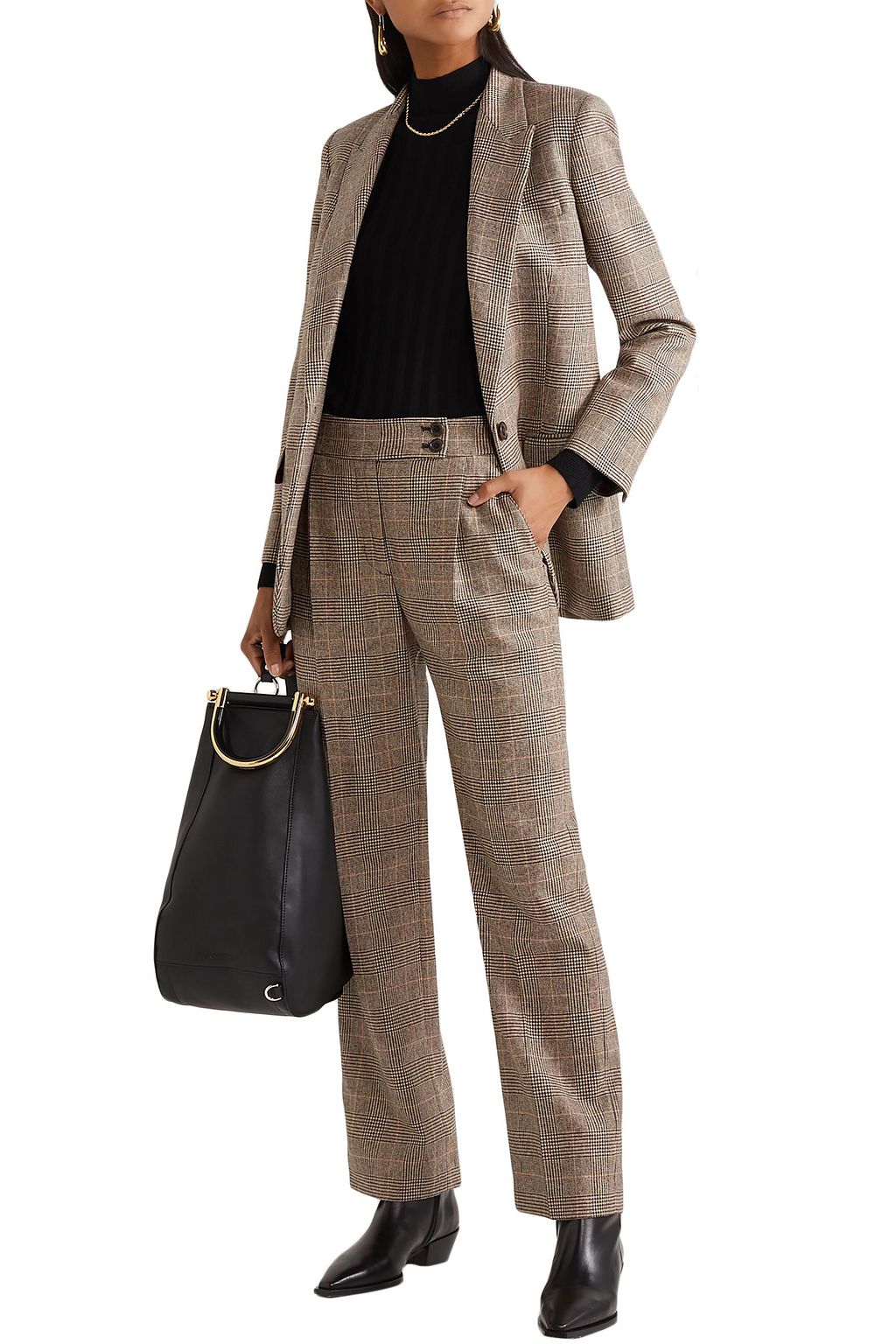 NILI LOTAN Charlotte Prince of Wales checked wool-blend straight-leg pants