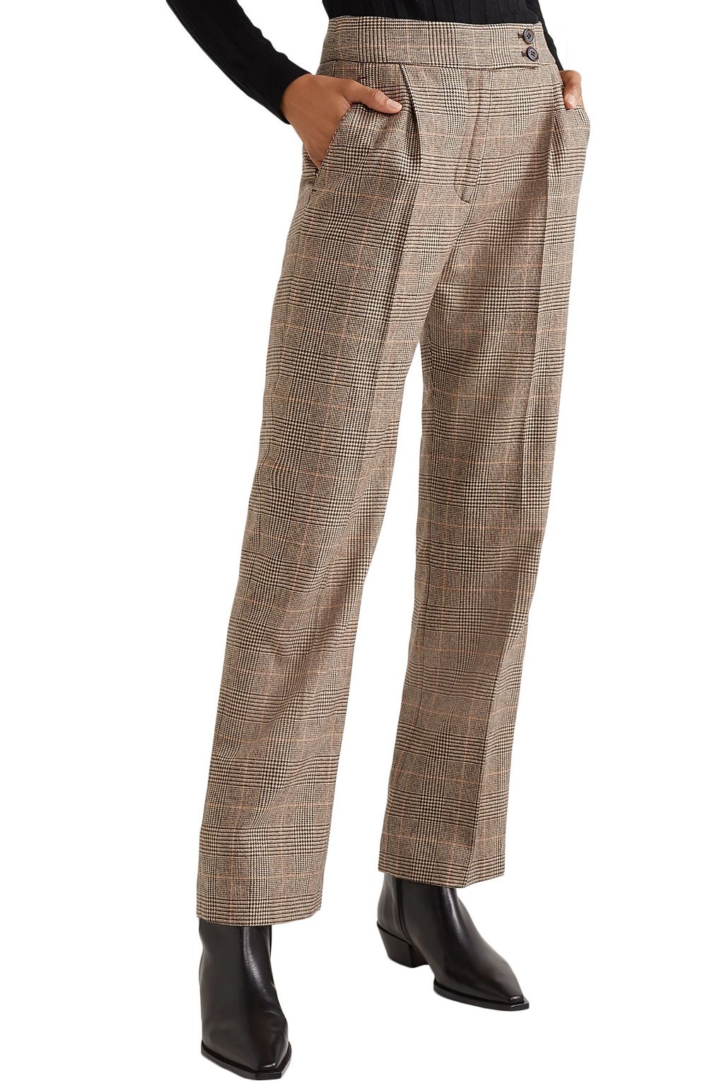 NILI LOTAN Charlotte Prince of Wales checked wool-blend straight-leg pants