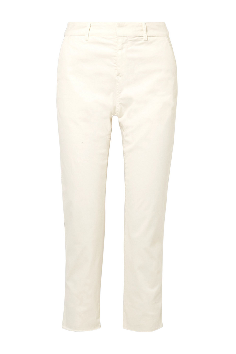 Nili Lotan Montauk Cropped Cotton-twill Slim-leg Trousers In Off-white