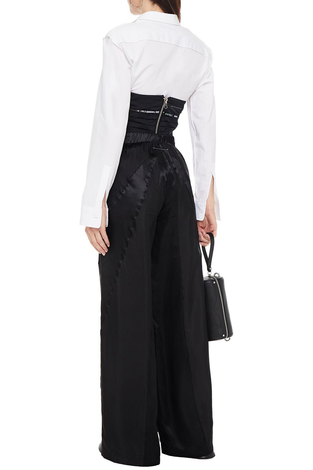 MM6 MAISON MARGIELA Embellished pleated taffeta bustier top