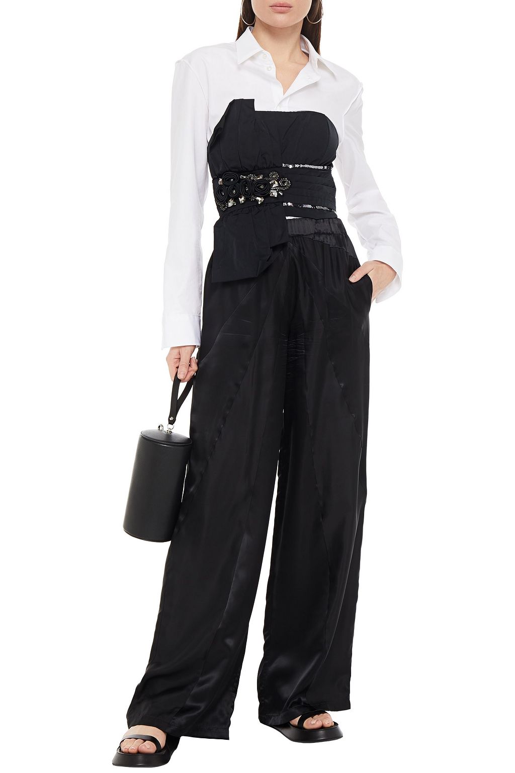 MM6 MAISON MARGIELA Embellished pleated taffeta bustier top