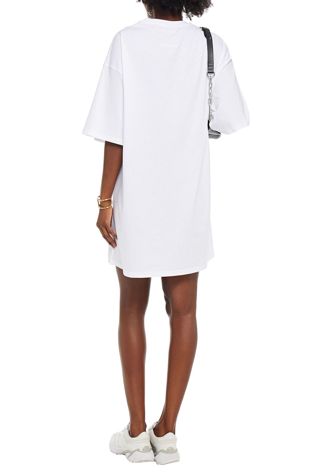 MOSCHINO Oversized distressed printed cotton-jersey mini dress